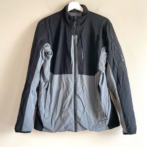 Obermeyer mens jacket stretch black gray full zip mens medium coat puff Klaus